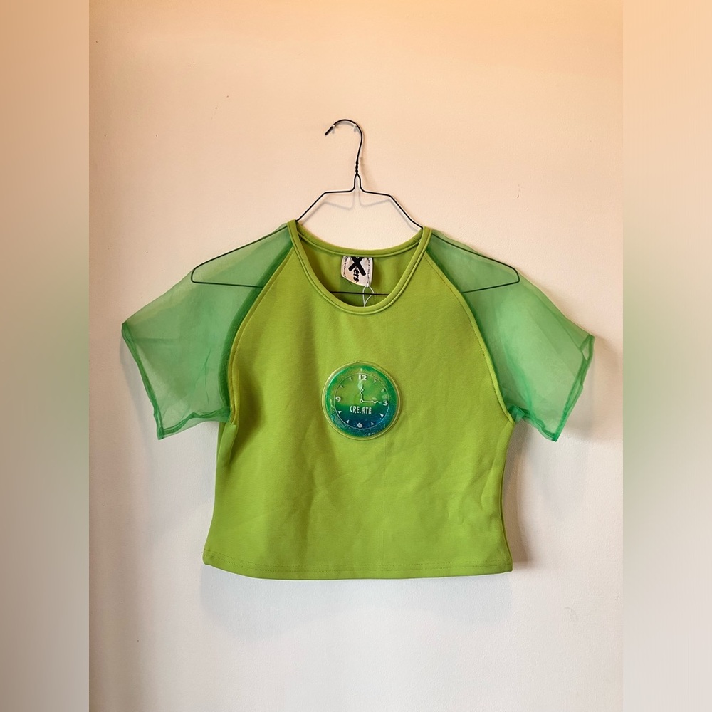 Urban Renewal Green Mesh Sleeve Crop Top